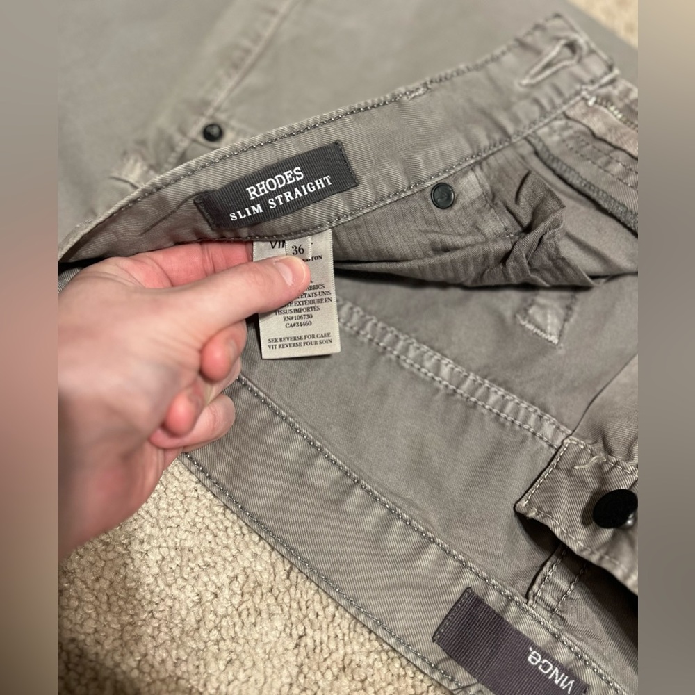 Vince Brand Men’s Rhodes Slim Straight Pewter 36x32 Pants - Picture 6 of 6